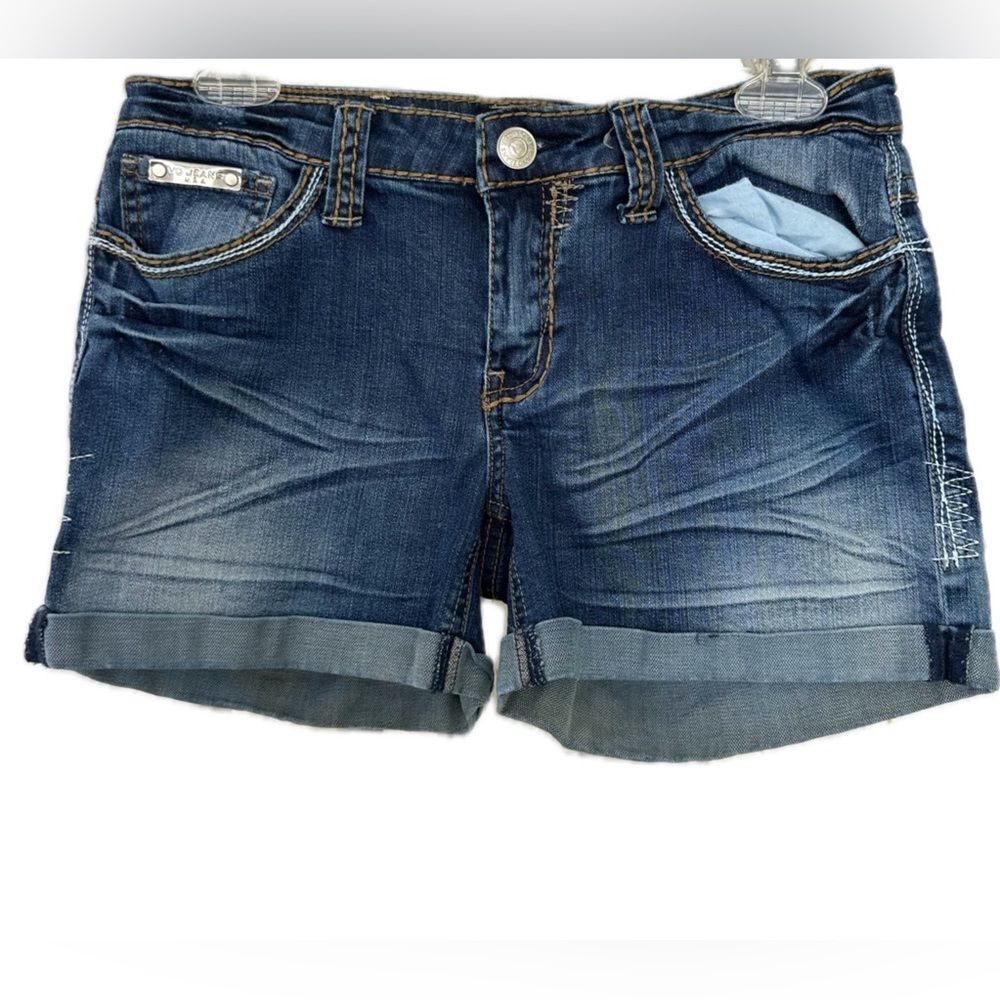 Virgin Only Girls Factory Faded Embellished Hardware Stitching Denim Jean Shorts